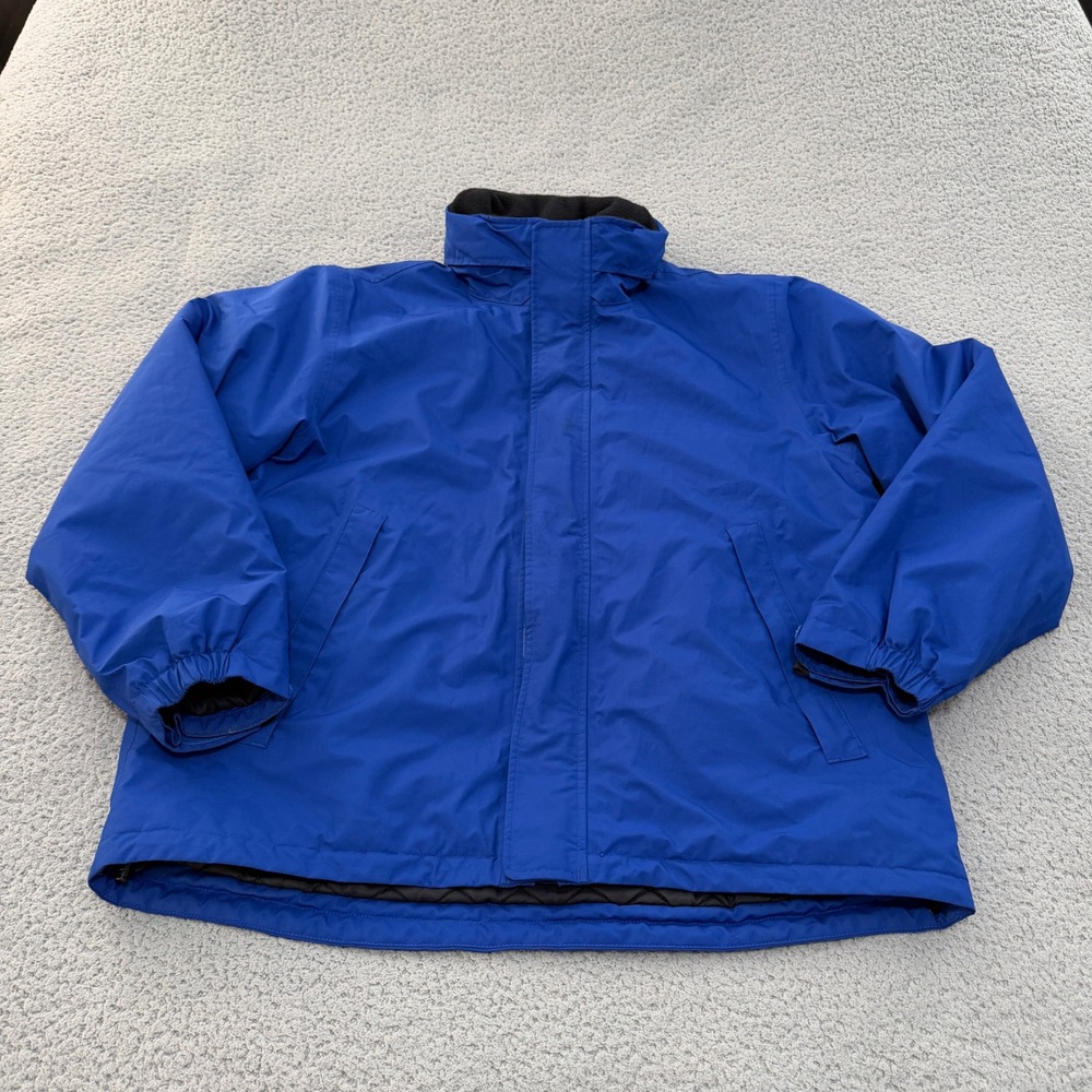 Lands End Jacket Gore-Tex Mens Large Blue Winter Fleece Quilted Lined Ski Snow